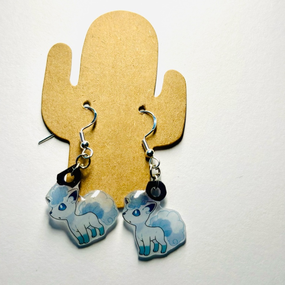 White vulpix pokemon earrings